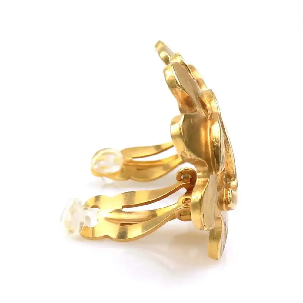 CHANEL Authentic Gold Logo Earrings